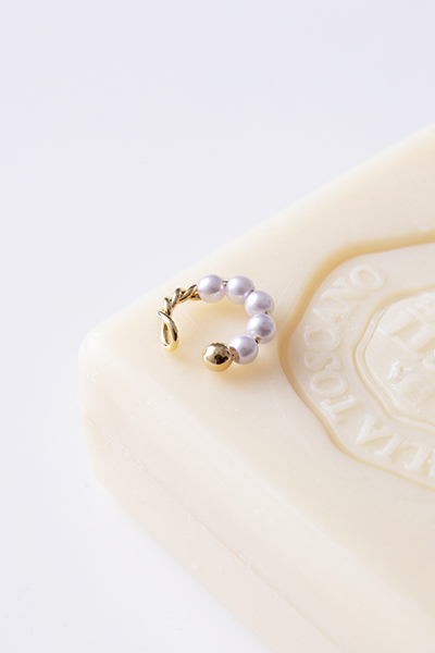珍珠拼接麻花耳骨夾(單支)-金