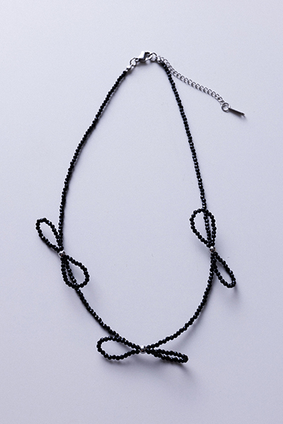黑色小串珠蝴蝶結項鍊