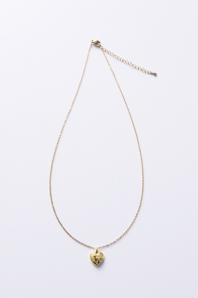 細緻小桃心鑲鋯石項鍊(金)