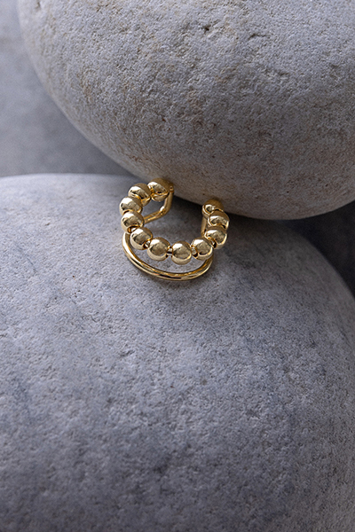 雙層圓珠耳骨夾(單支)-金