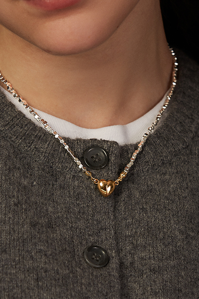 小碎石吸鐵心型項鍊