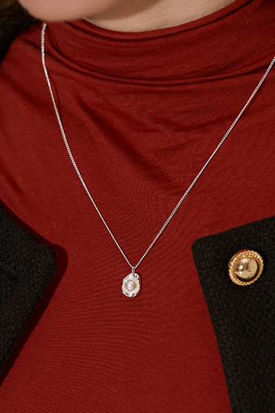 不規則豌豆珍珠項鍊(銀)