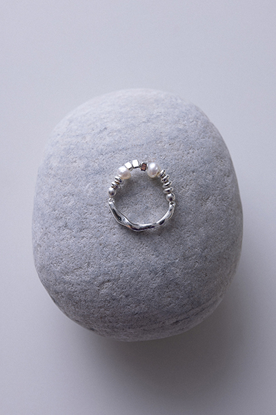 金屬小碎石珍珠戒指