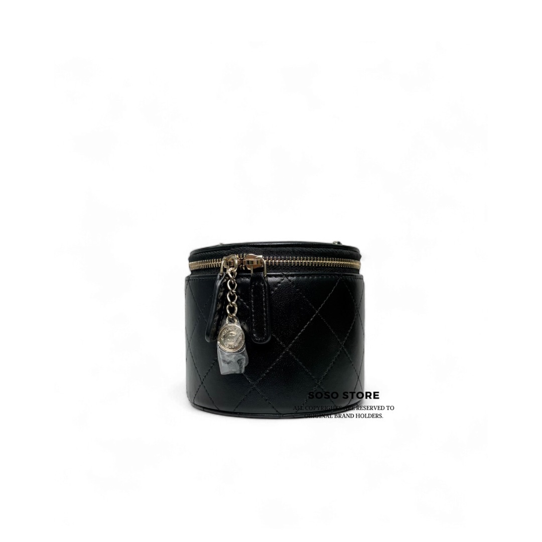 Chanel Bucket Vanity Case with Chain - Black / Ghw