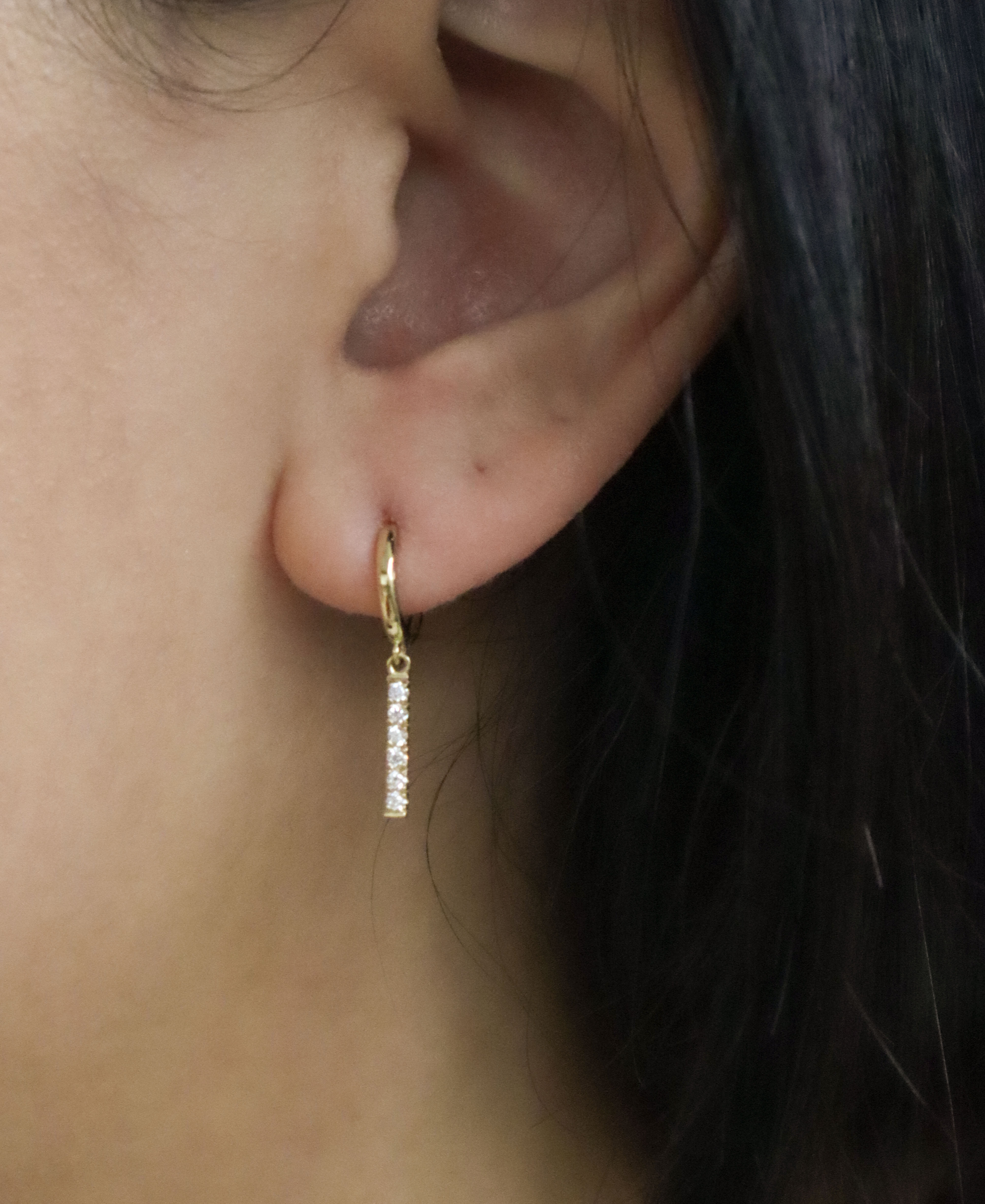 10K/環圈垂鑽耳環