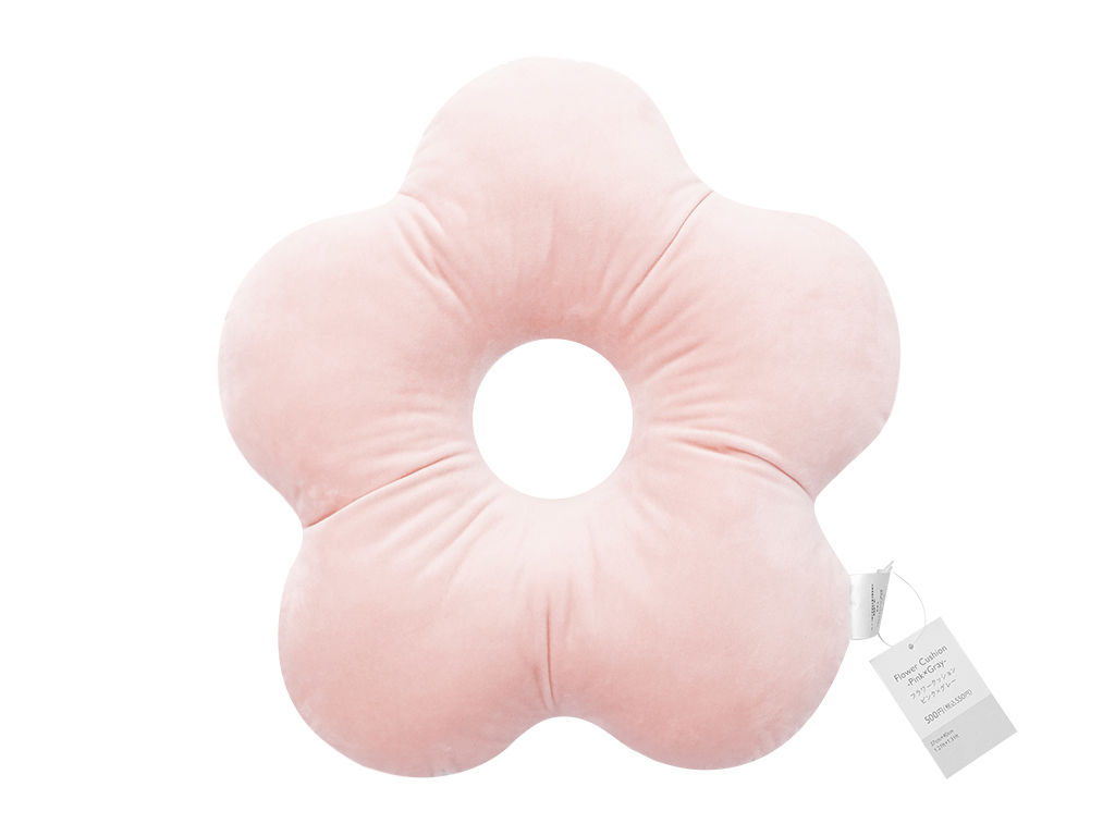 TP 花朵造型坐墊/粉灰 42x40cm