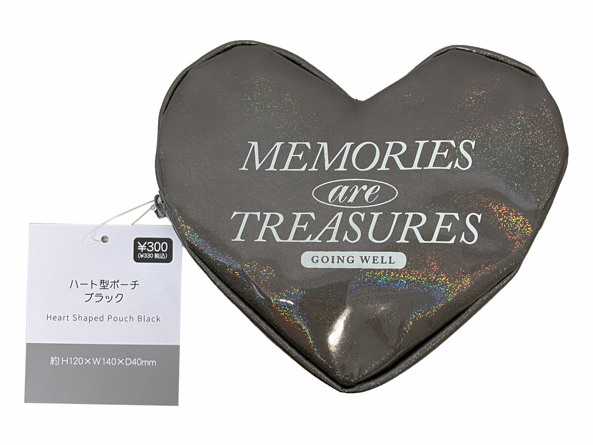 TP 心形小物收納袋/黑 14x12x4cm