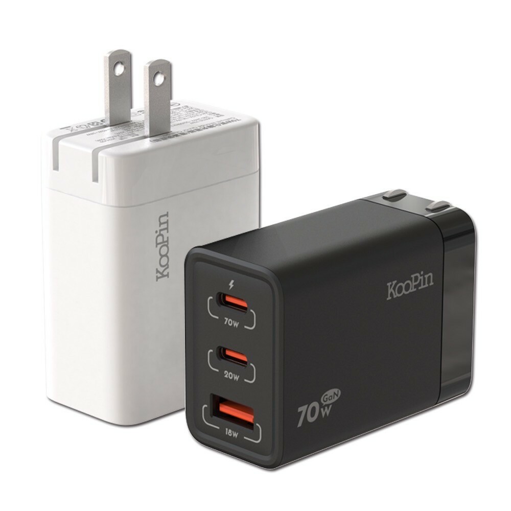 KooPin 氮化鎵 70W快速充電器（三孔）