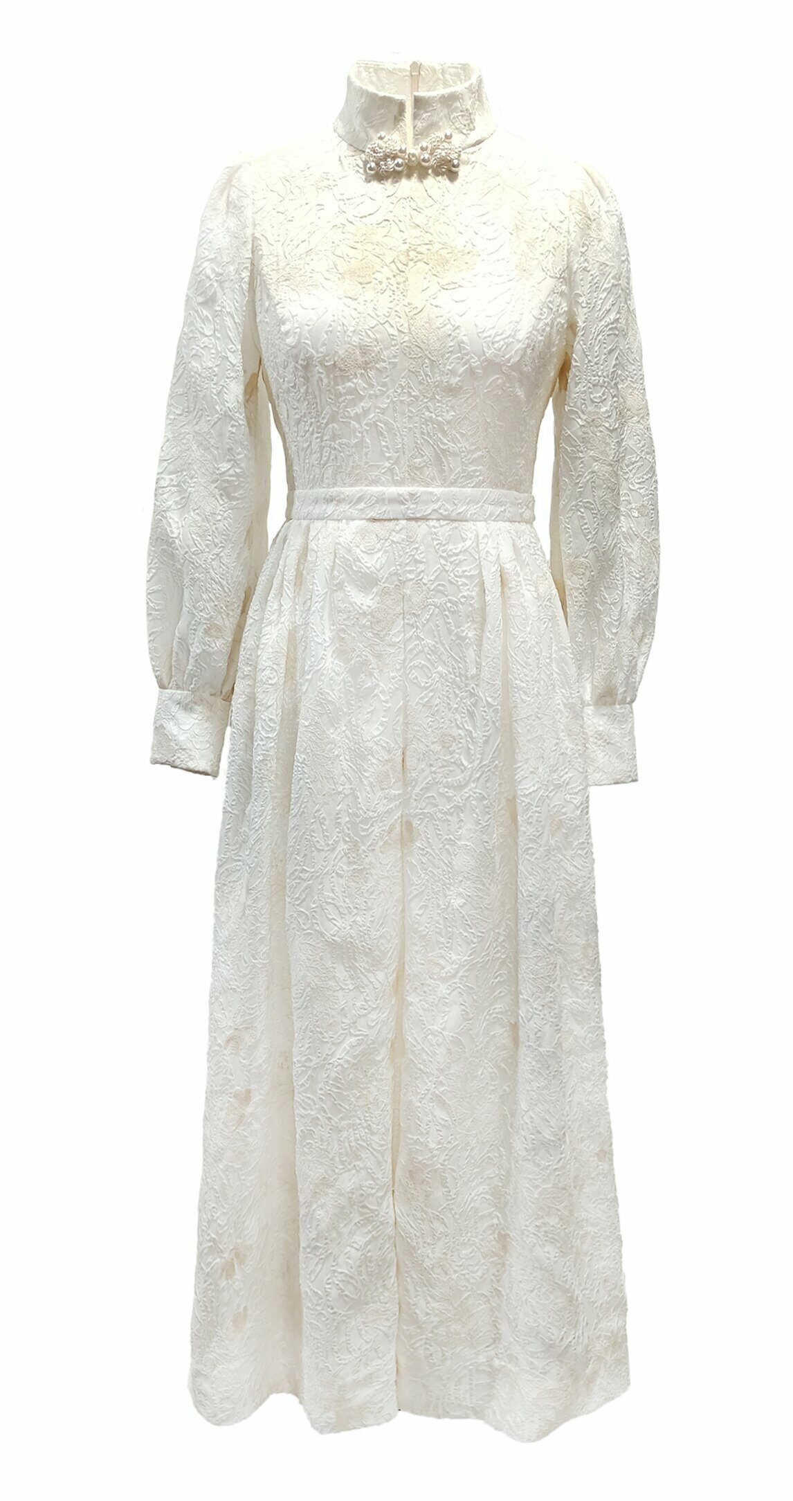 BD15122E1浮雕提花刺繡新中式泡袖長洋