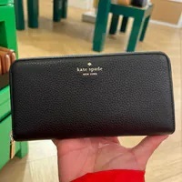 [S] KATE SPADE KH786 LENA PEBBLED LEATHER LG CONTINENTAL WALLET,BLACK, 196021504068 (SKS1423)
