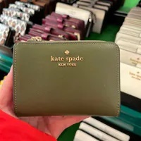 [S] KATE SPADE KH615 MADISON SAFFIANO LEATHER SM LZIP WALLET,SEAWEED, 196021553332 (SKS1425)