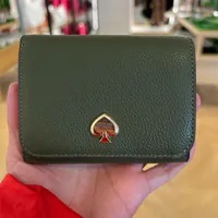 [S] KATE SPADE KK056 KAYLA PEBBLED LEATHER SMALL WALLET,SEAWEED, 196021553004 (SKS1426)