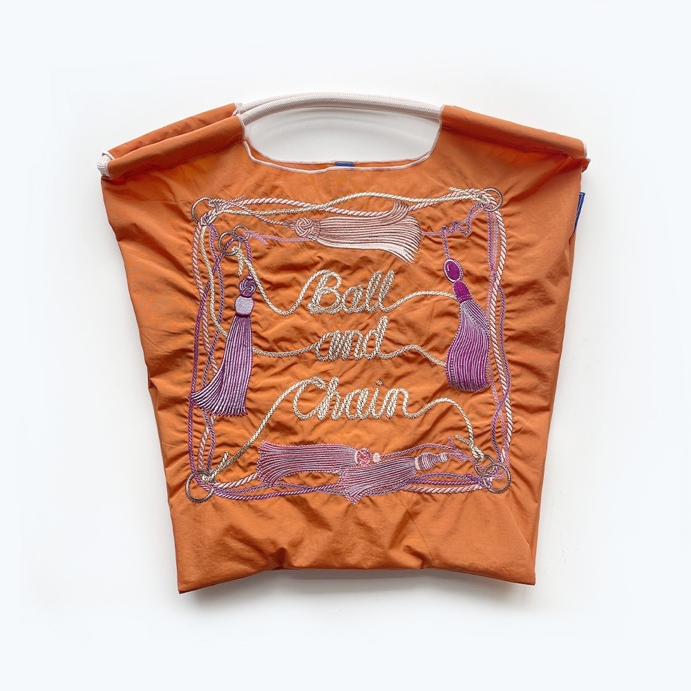 Ball＆Chain 刺繡環保購物袋 M號 - 橘 (30104407)