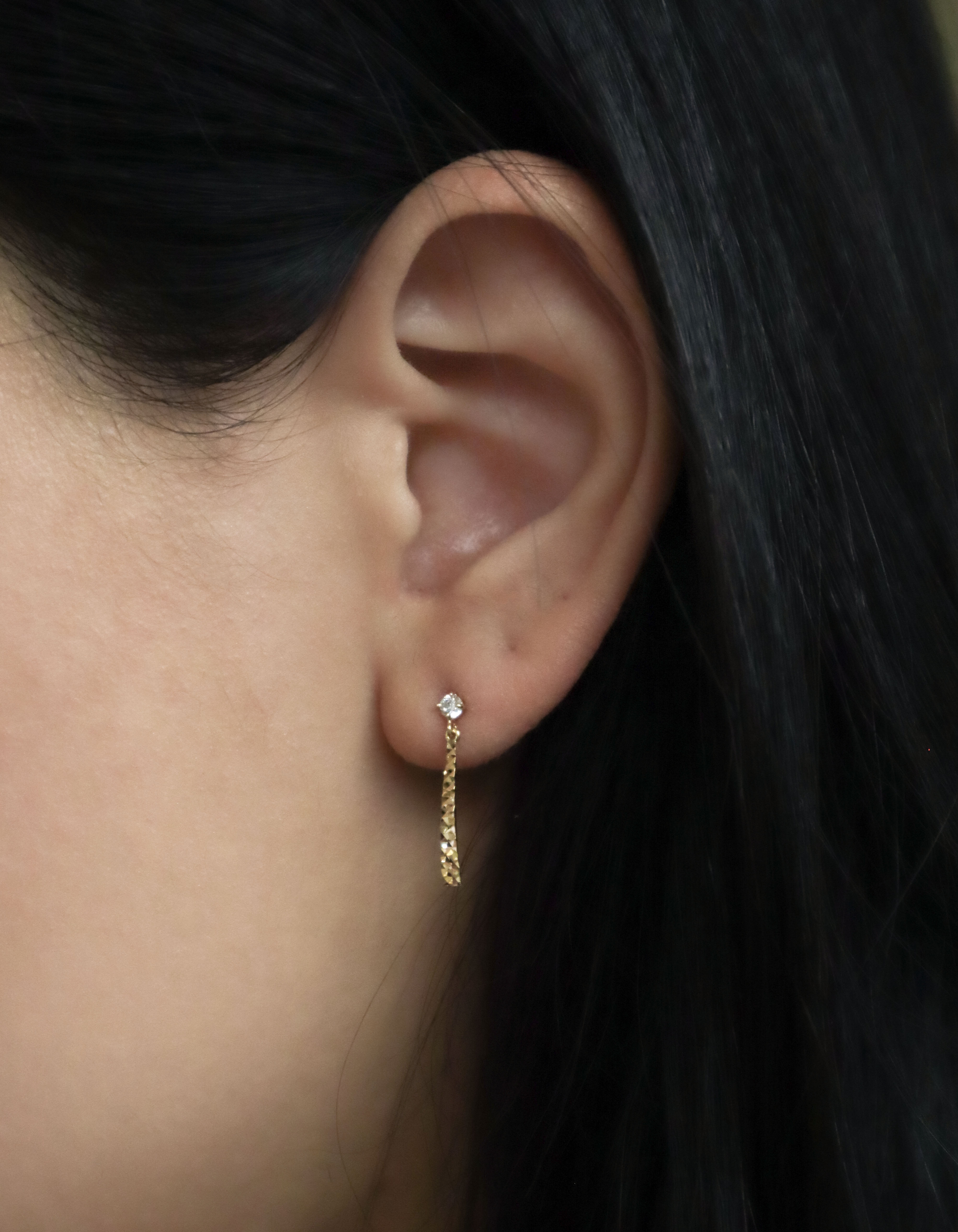 10K/垂墜菱格耳環