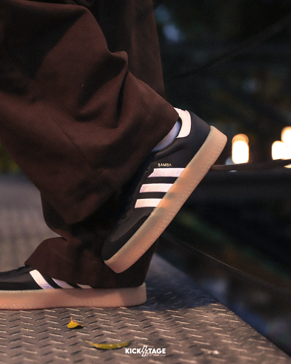 女鞋 ADIDAS SAMBAE W 黑白 麂皮 皮革 復古 刺繡 焦糖底 厚底 德訓鞋 休閒鞋【ID0436】