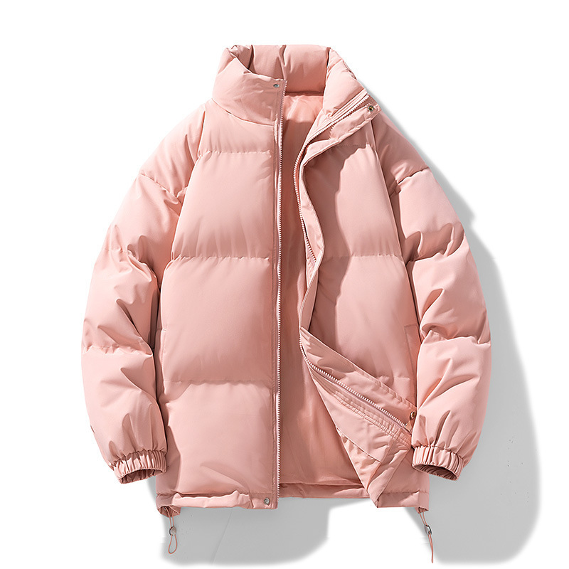 立領羽絨麵包外套-粉