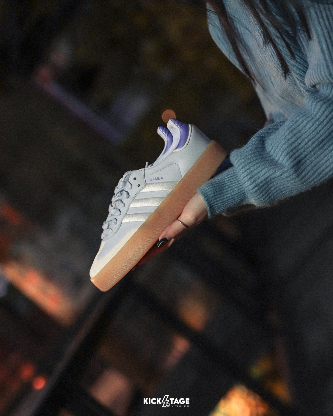 女鞋 ADIDAS SAMBAE W 藍莓雪糕 麂皮 皮革 復古 刺繡 焦糖底 德訓鞋 休閒鞋【IG1953】