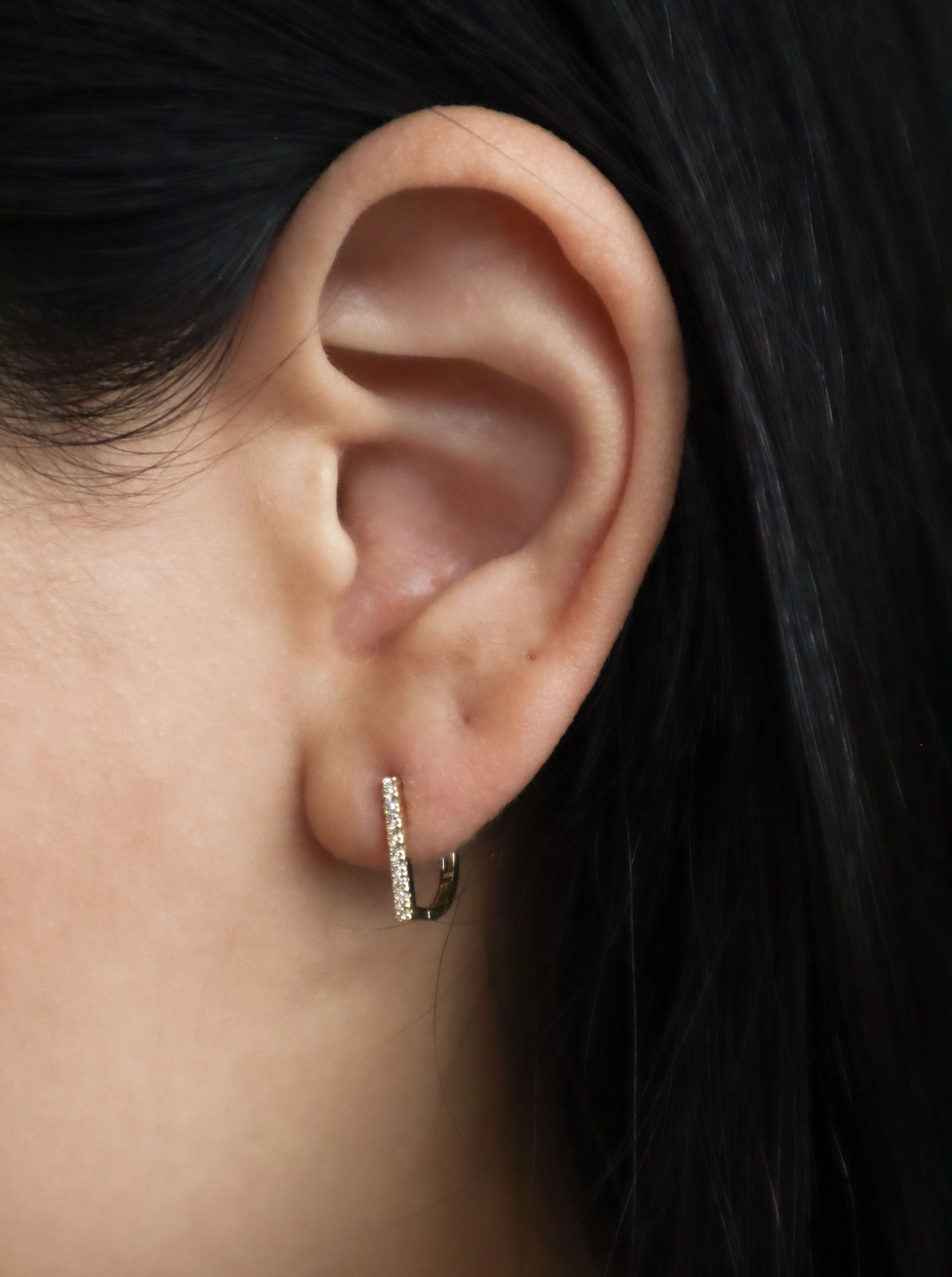 10K/D字排鑽耳環