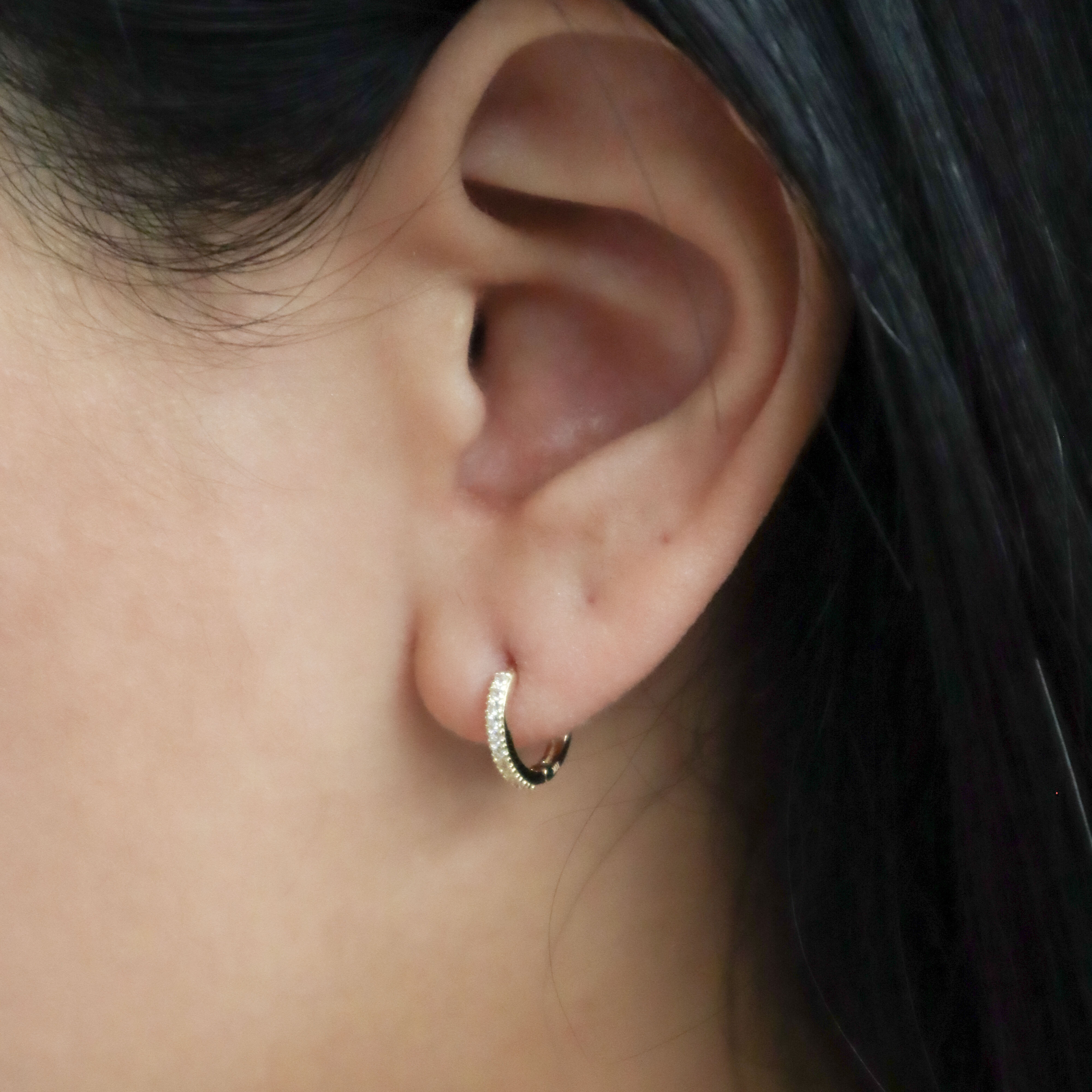 10K/經典圈式排鑽耳環