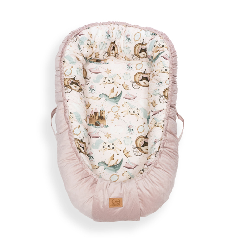 La Millou波蘭 Velvet頂級棉柔嬰兒睡窩(鋪棉版)｜仙履奇缘(粉底)｜舒柔燻粉