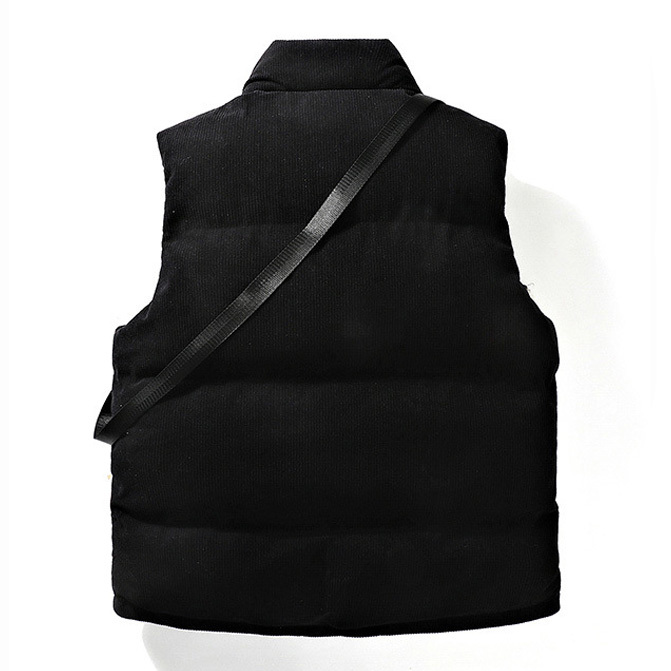 燈芯絨背包休閒背心-黑