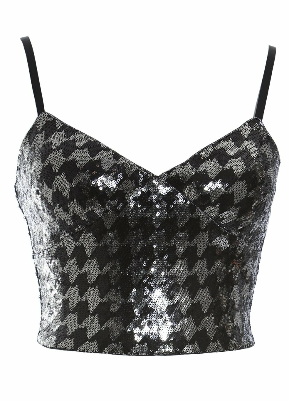 BD15002F1 魅光亮片千鳥格馬甲背心