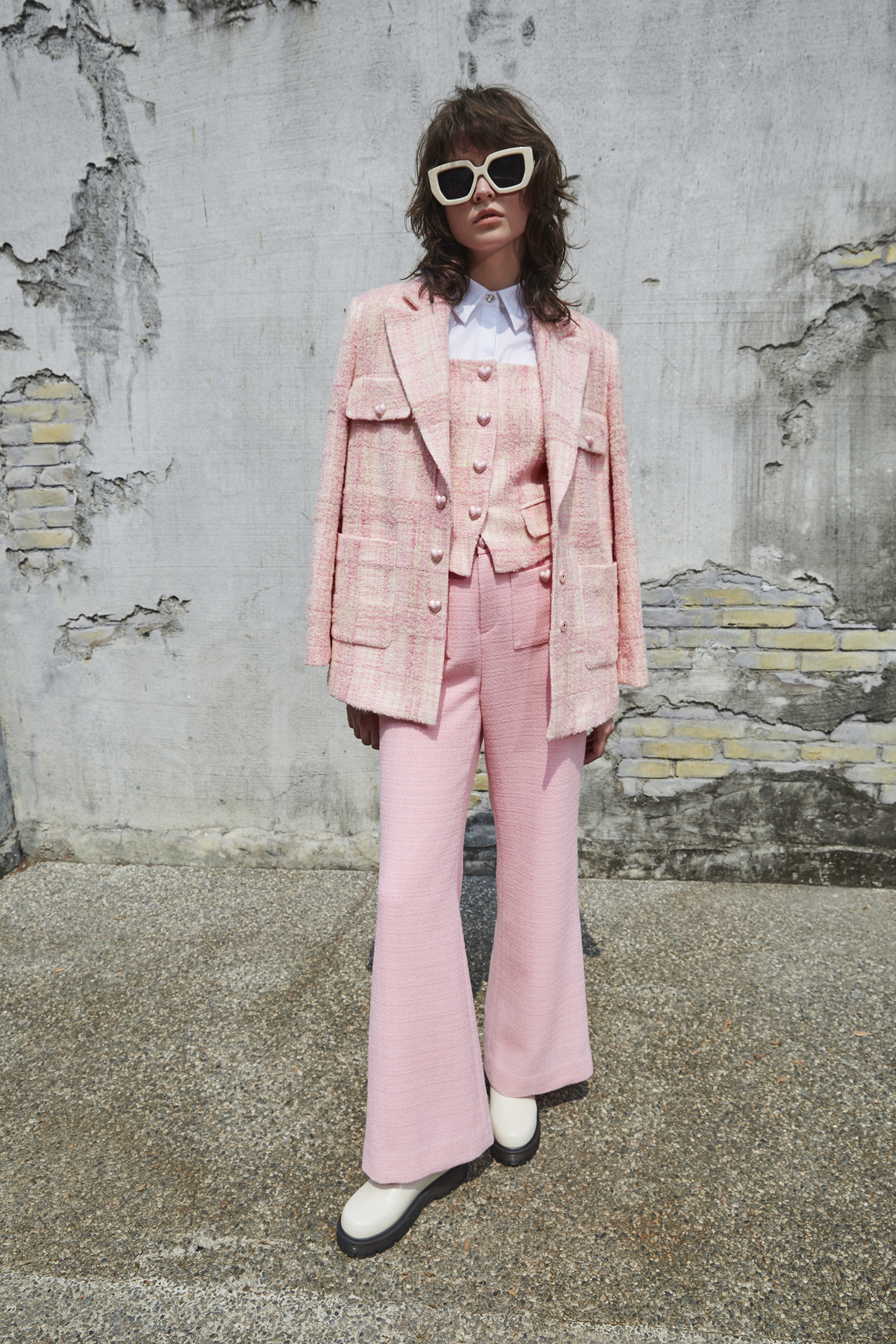 BD15007F1 粉紅小香愛心鈕扣馬甲背心