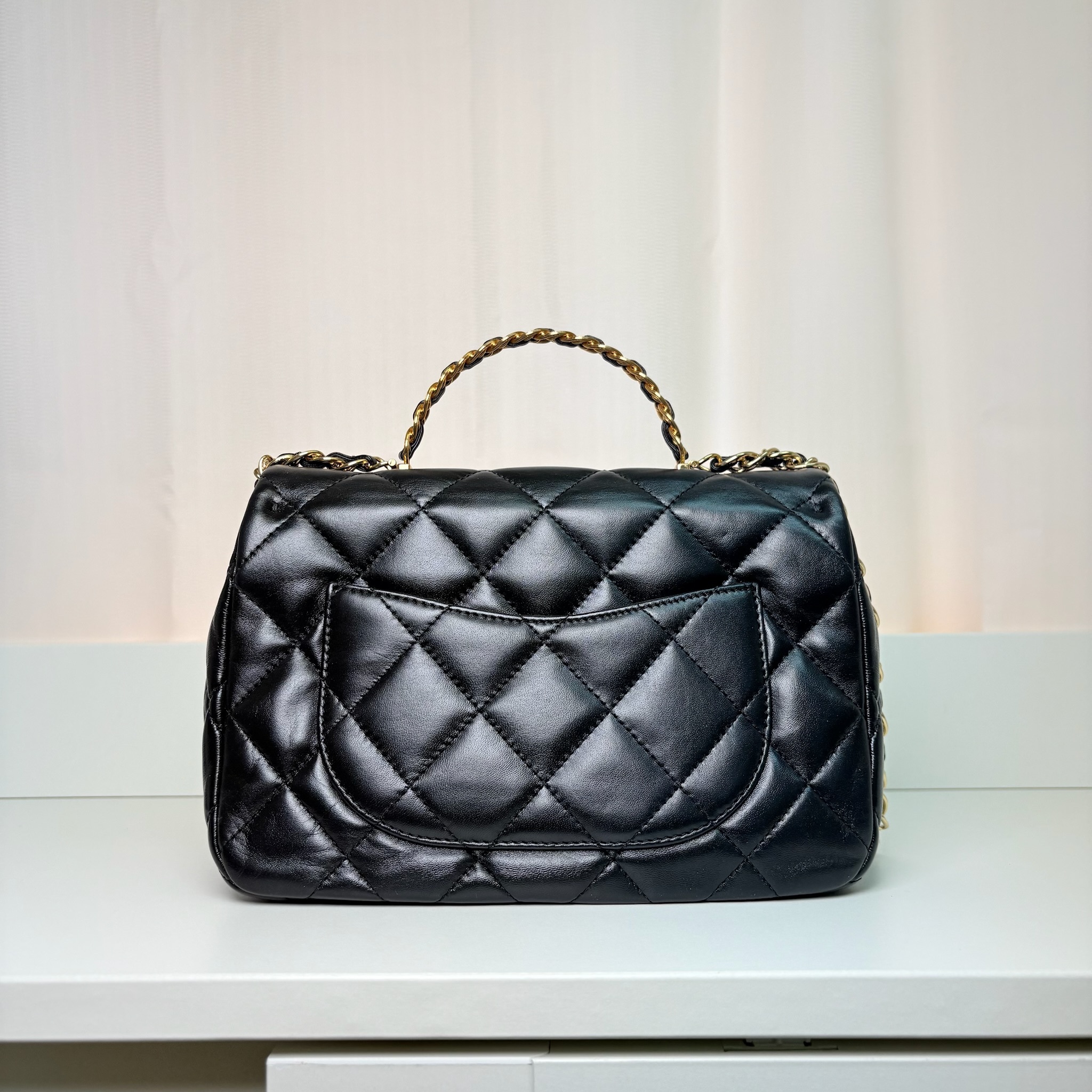 Chanel Flap With Handle Bag - Black / Ghw
