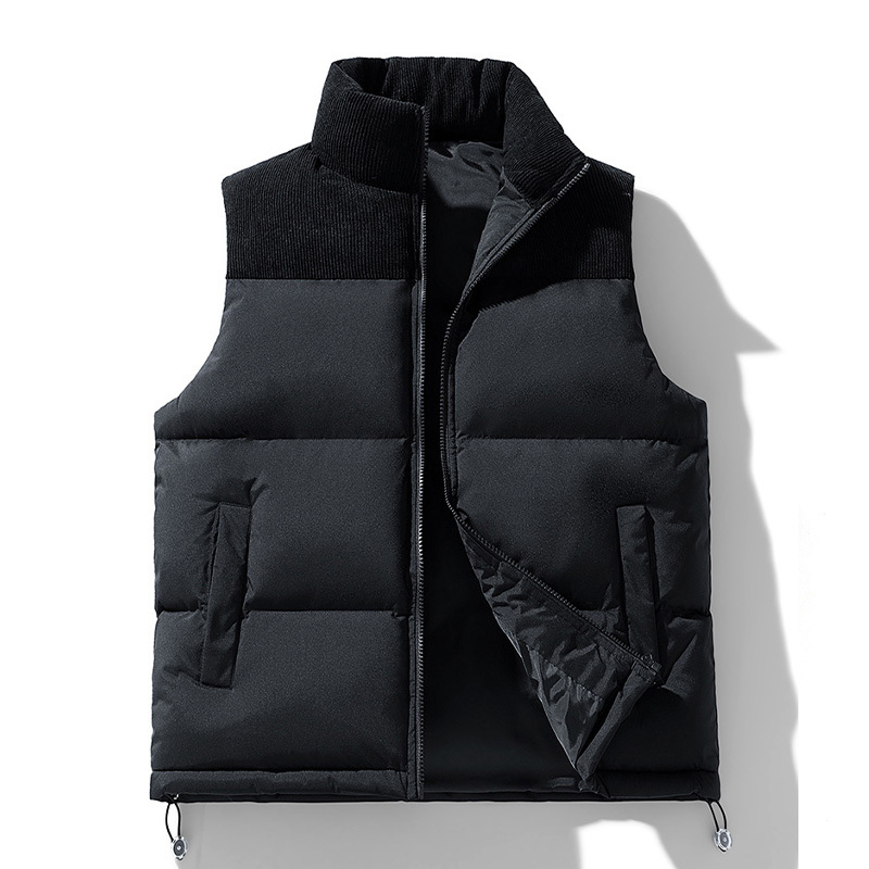 燈芯絨戶外拼色背心-黑