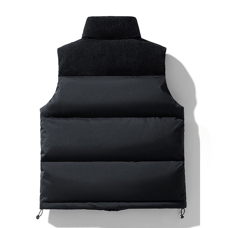 燈芯絨戶外拼色背心-黑