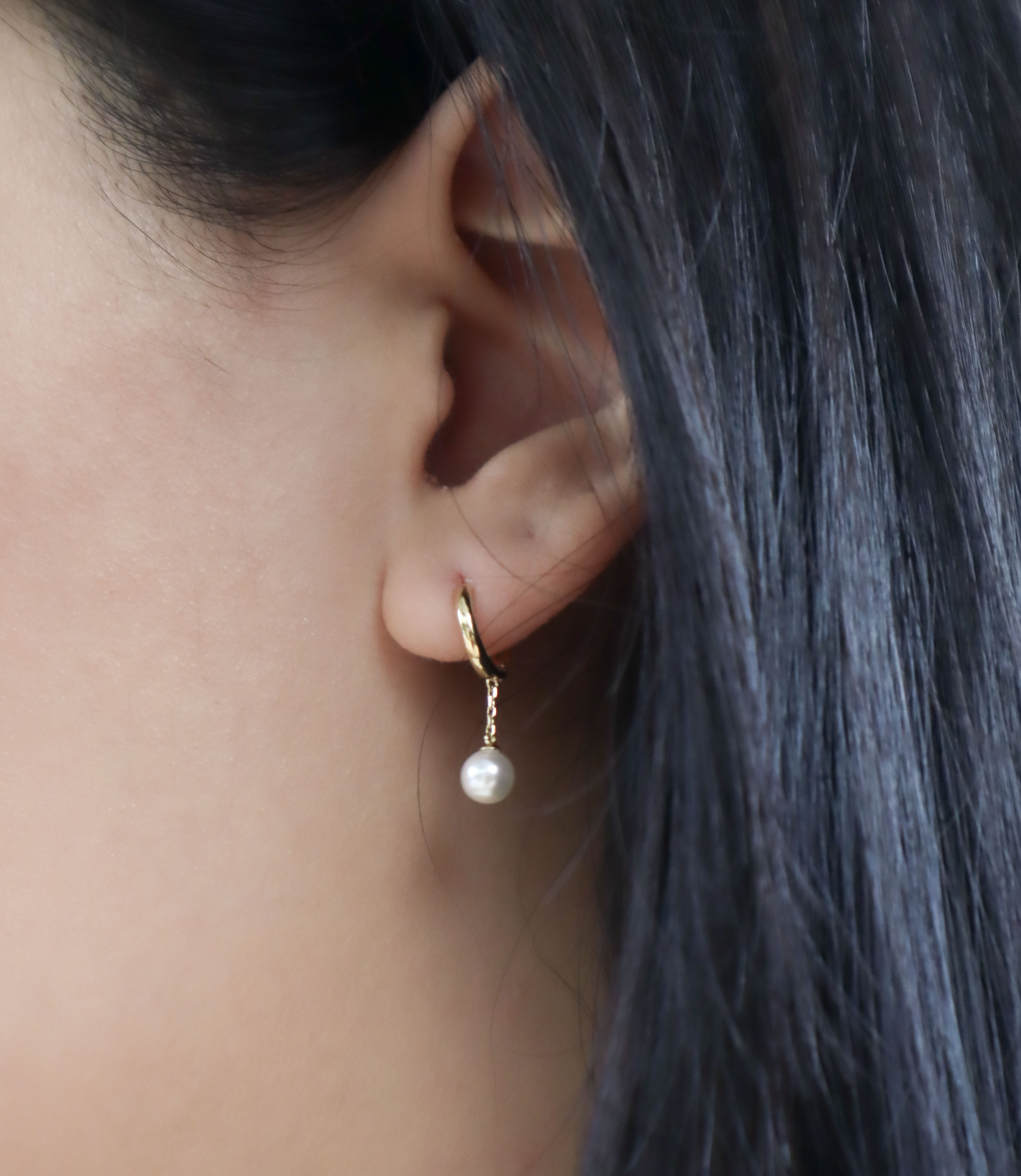 10K/垂掛珍珠耳環