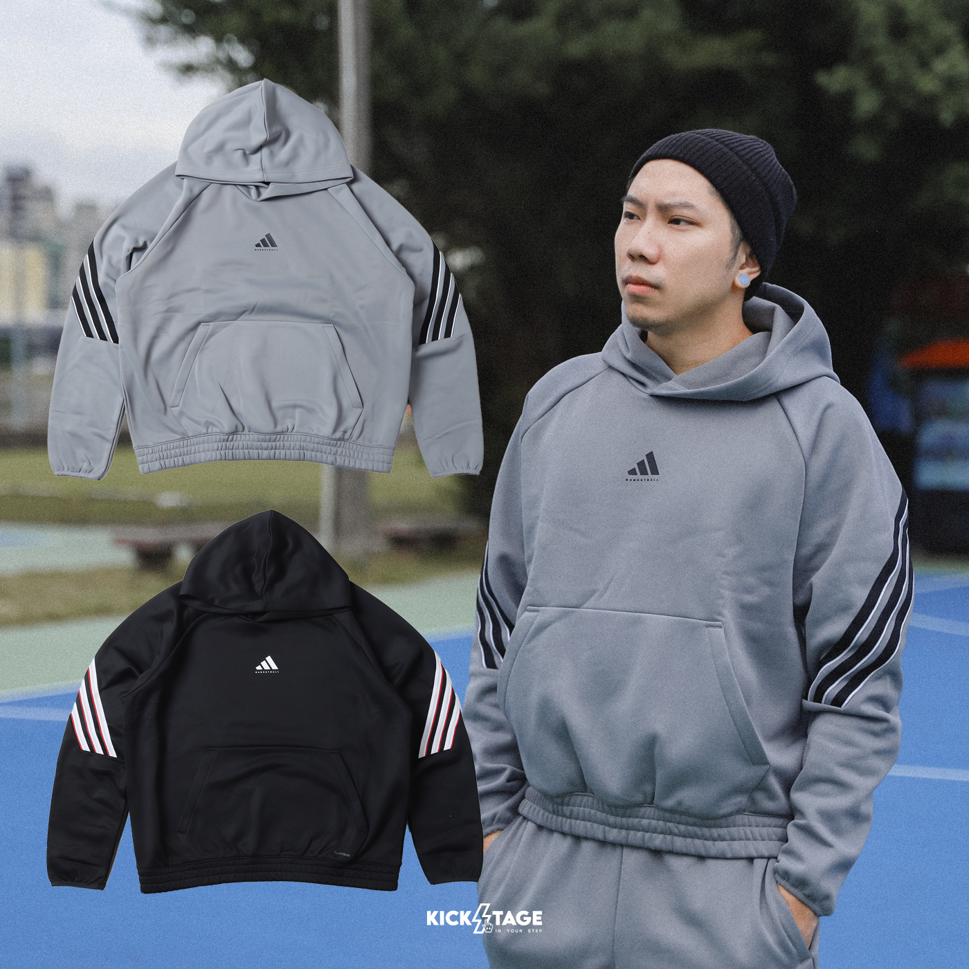 男款 ADIDAS CRAZYWARM HOODIE 灰 黑 小LOGO 刷毛 寬鬆 帽T【JN2491/JN2492】