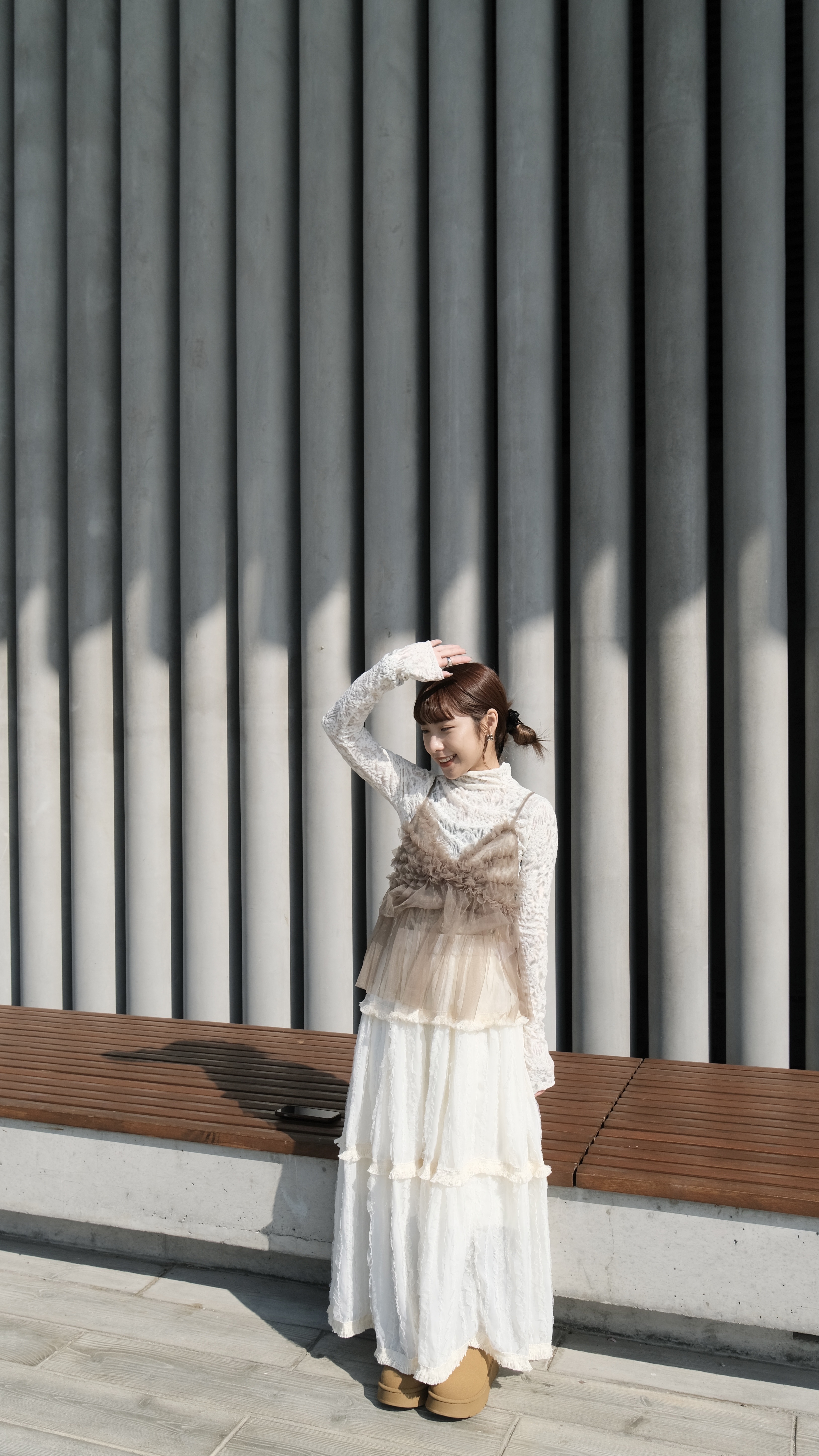 (配絨毛底裙)羽毛層層透紗SK