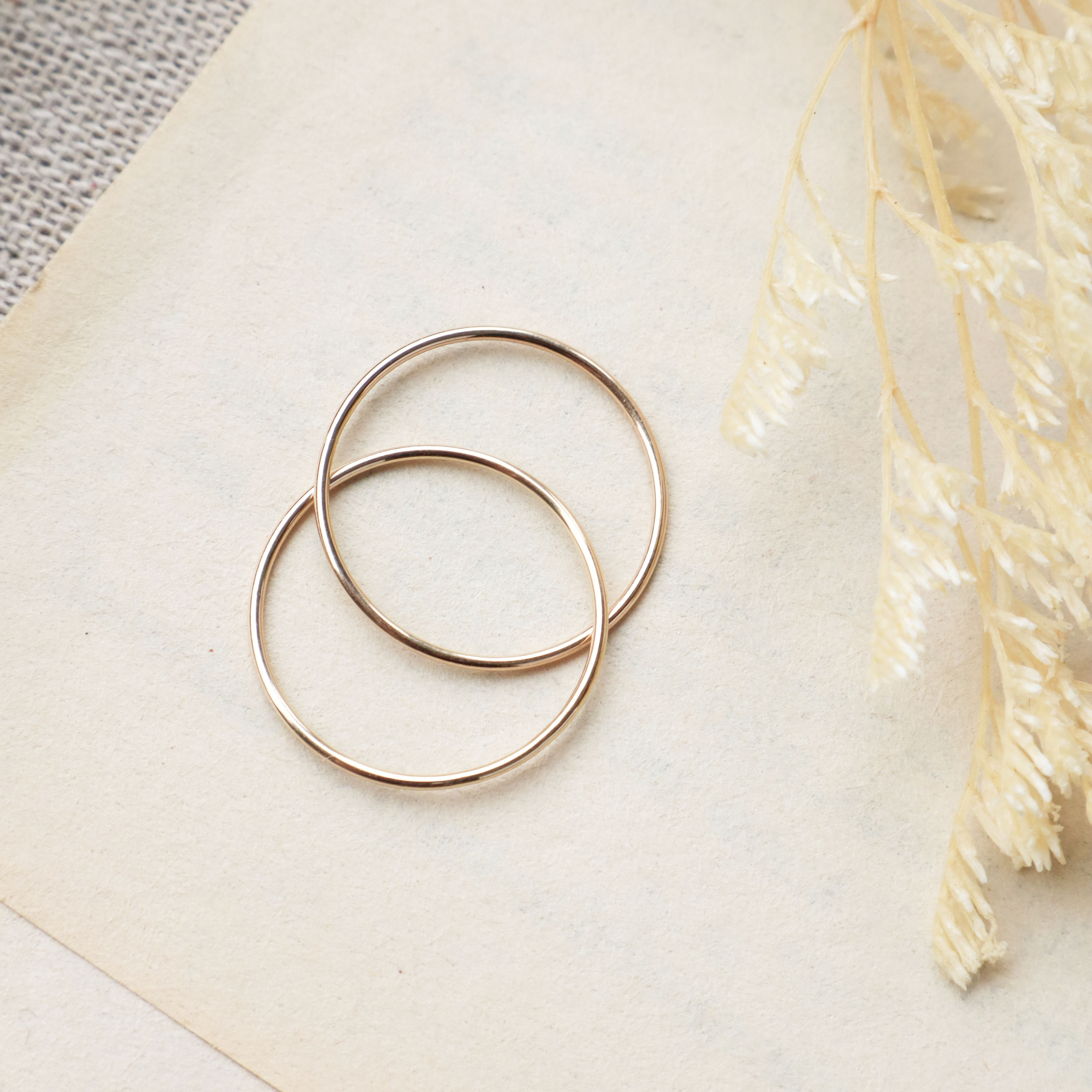 10K/素面雙環線戒