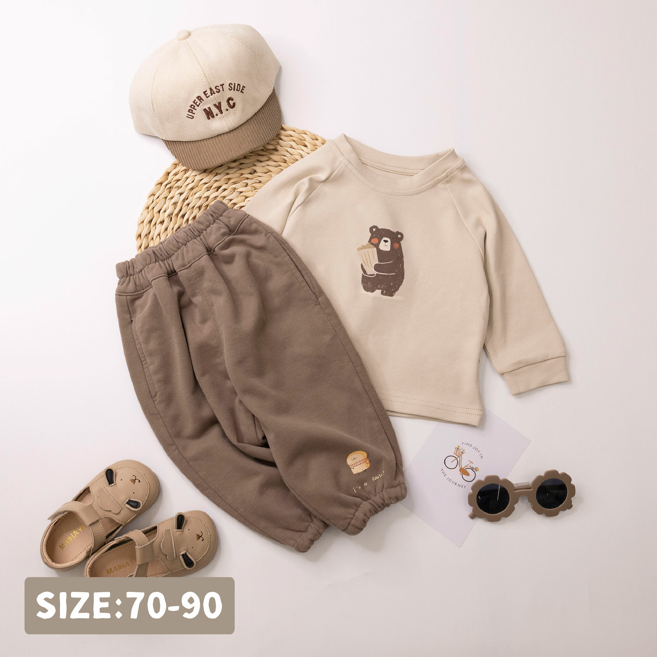 【H55000】手繪小熊爆米花上衣/內搭衣