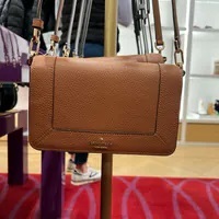 [S] KATE SPADE KH784 LENA PEBBLED LEATHER SM FLAP CROSSBODY,WARM GINGE, 196021504006 (SKS1449)