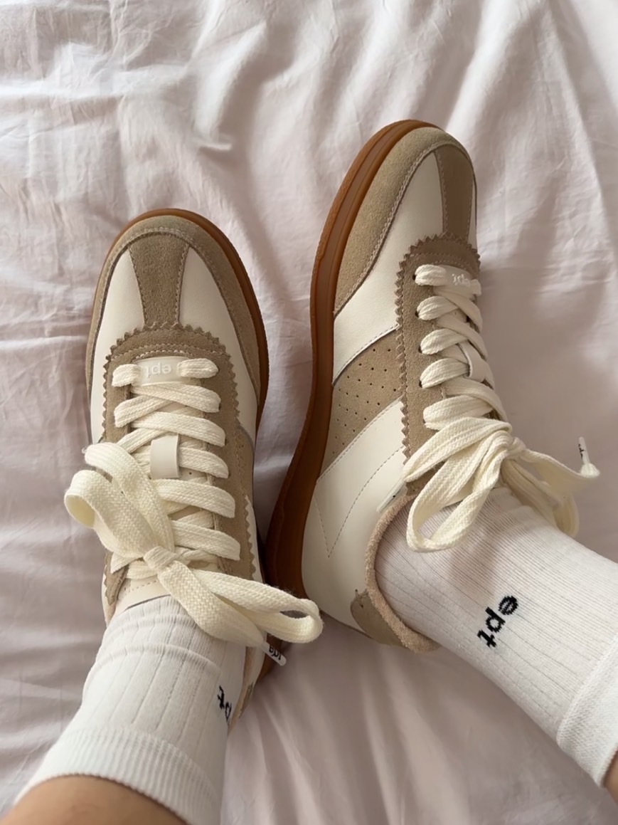 <韓妞的鞋✨> EPT 復古德訓鞋 麂皮褐焦糖底 (Beige/White)