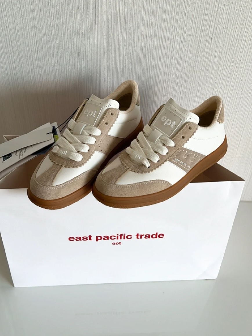 <韓妞的鞋✨> EPT 復古德訓鞋 麂皮褐焦糖底 (Beige/White)