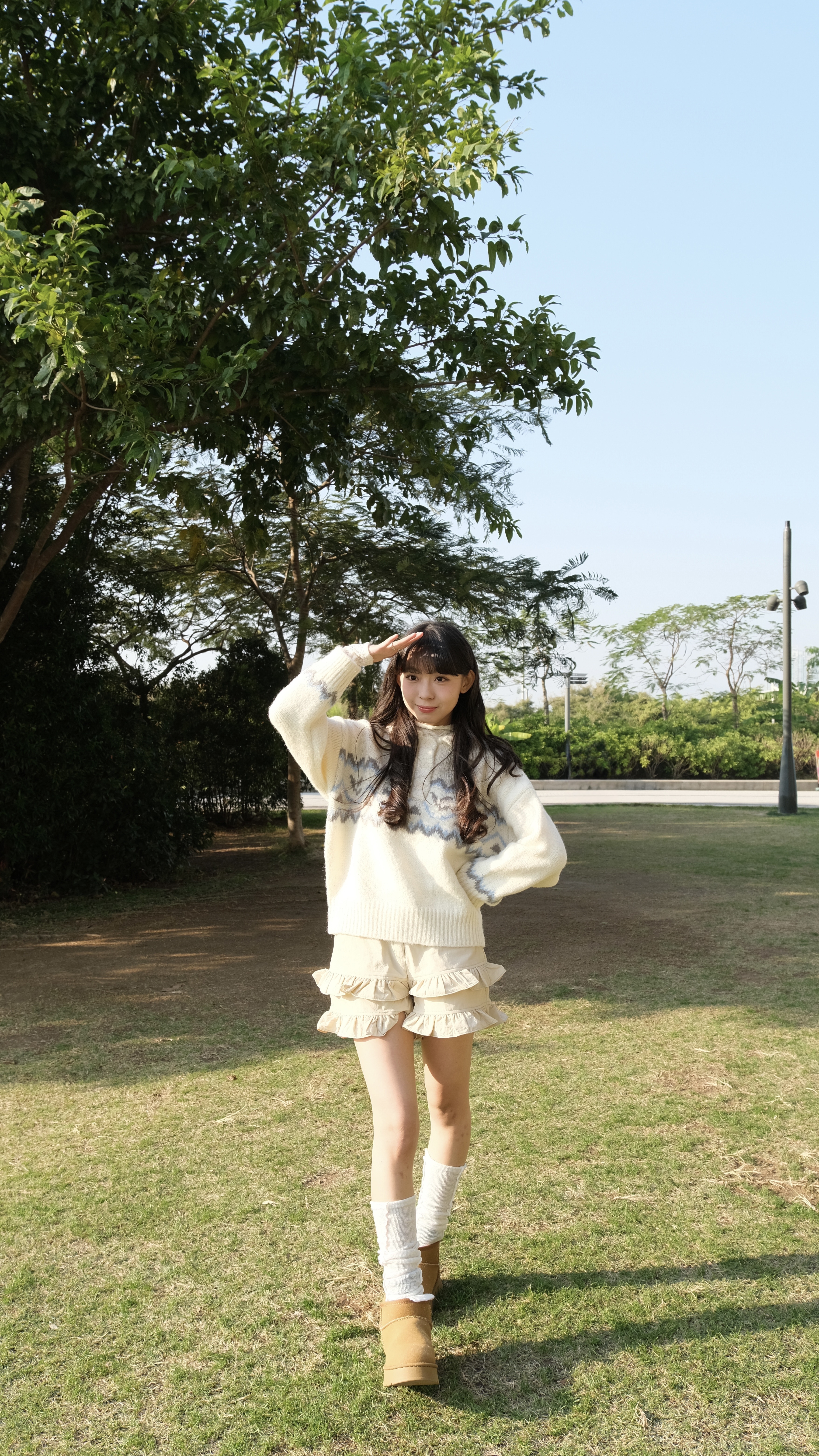 冬日感花紋撞色POLO TOP