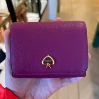 [S] KATE SPADE KK056 KAYLA PEBBLED LEATHER SMALL WALLET,DARK RASPB, 196021552991 (SKS1457)