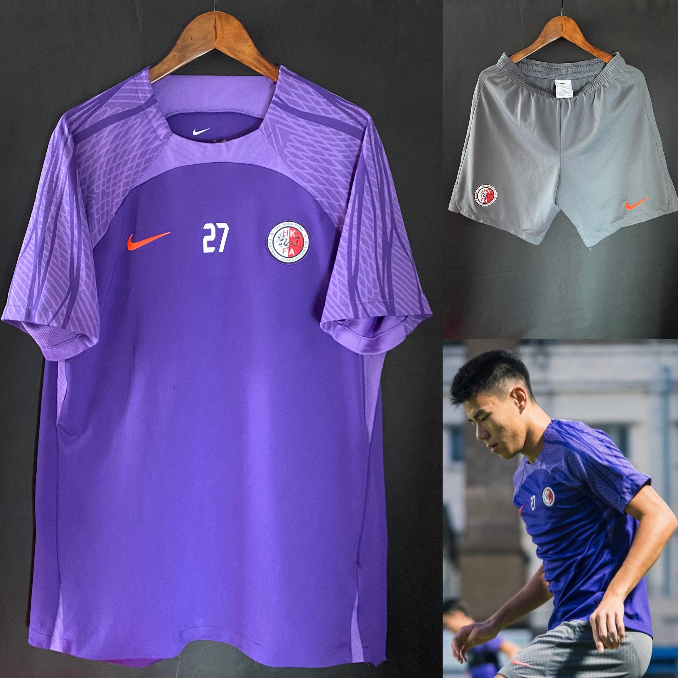 (Match Worn) Hong Kong Football Team 2023-2024 Nike Match Worn Training Shirt with Shorts