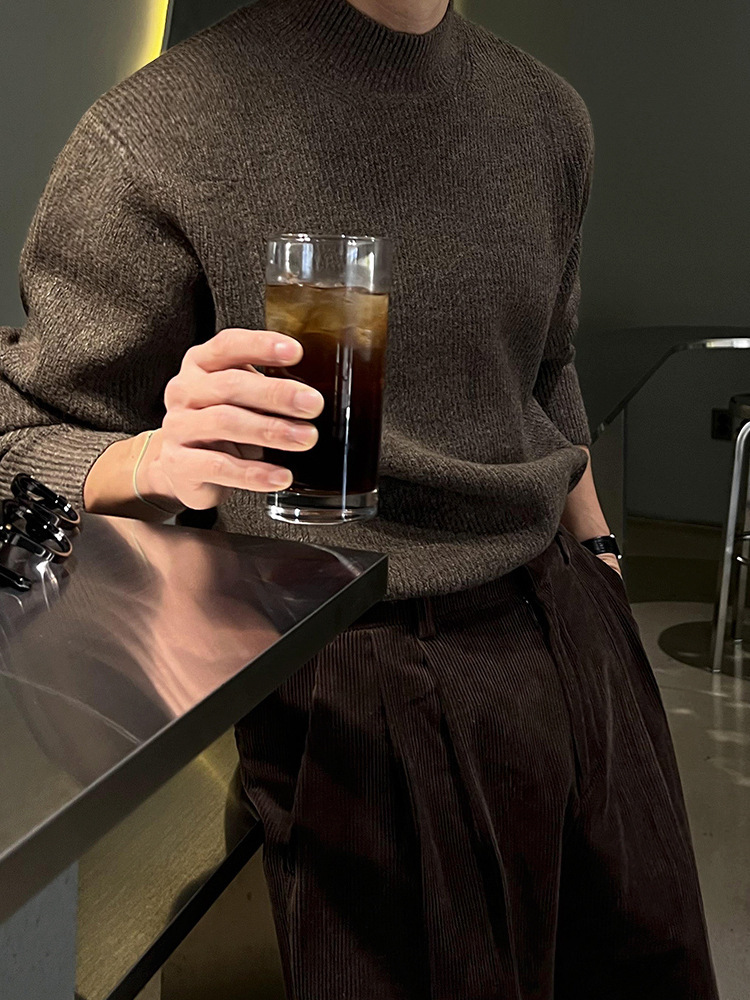 韓系質感霸總半高領針織毛衣