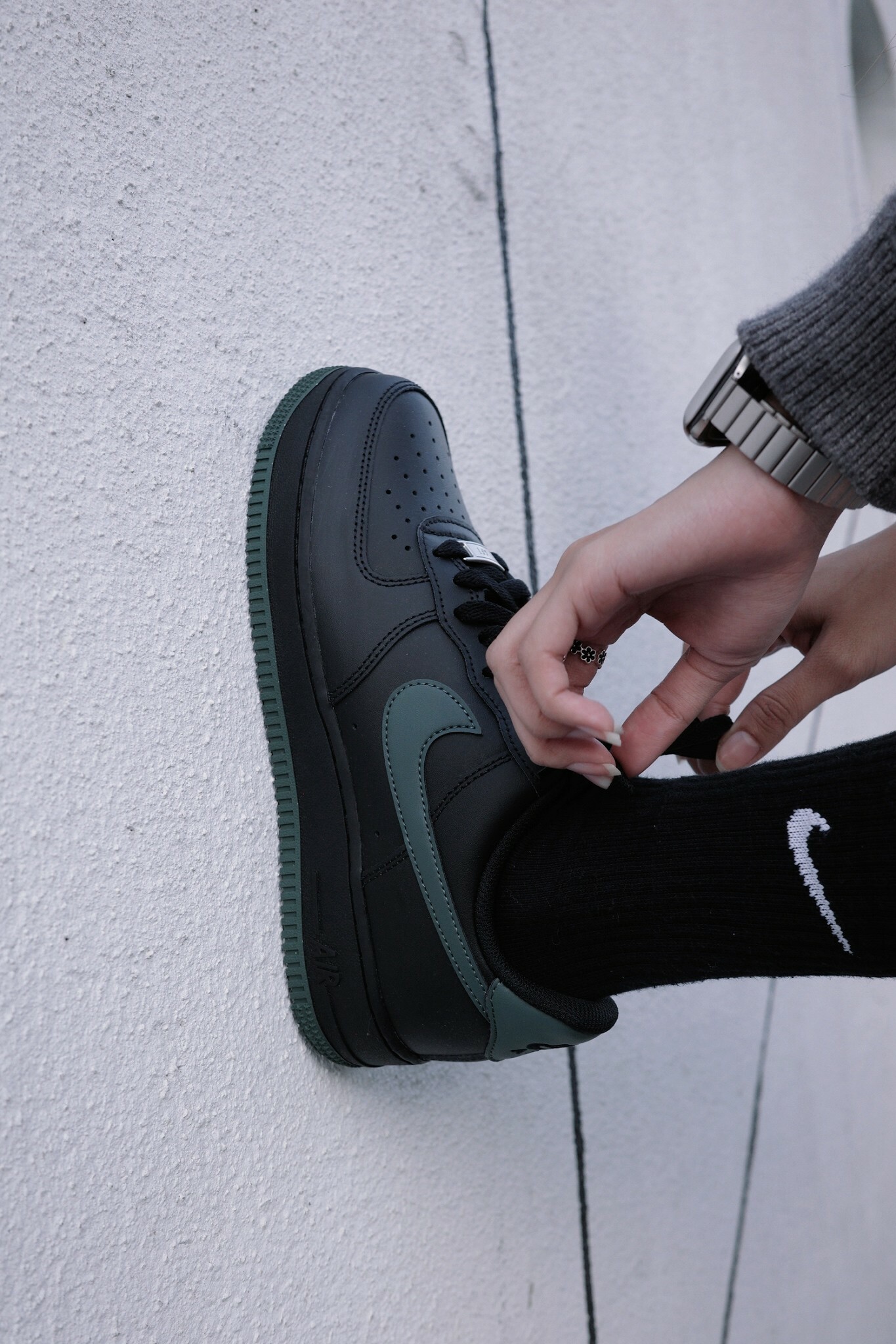 Nike Air Force 1 靜謐 黑綠 fj4146-001
