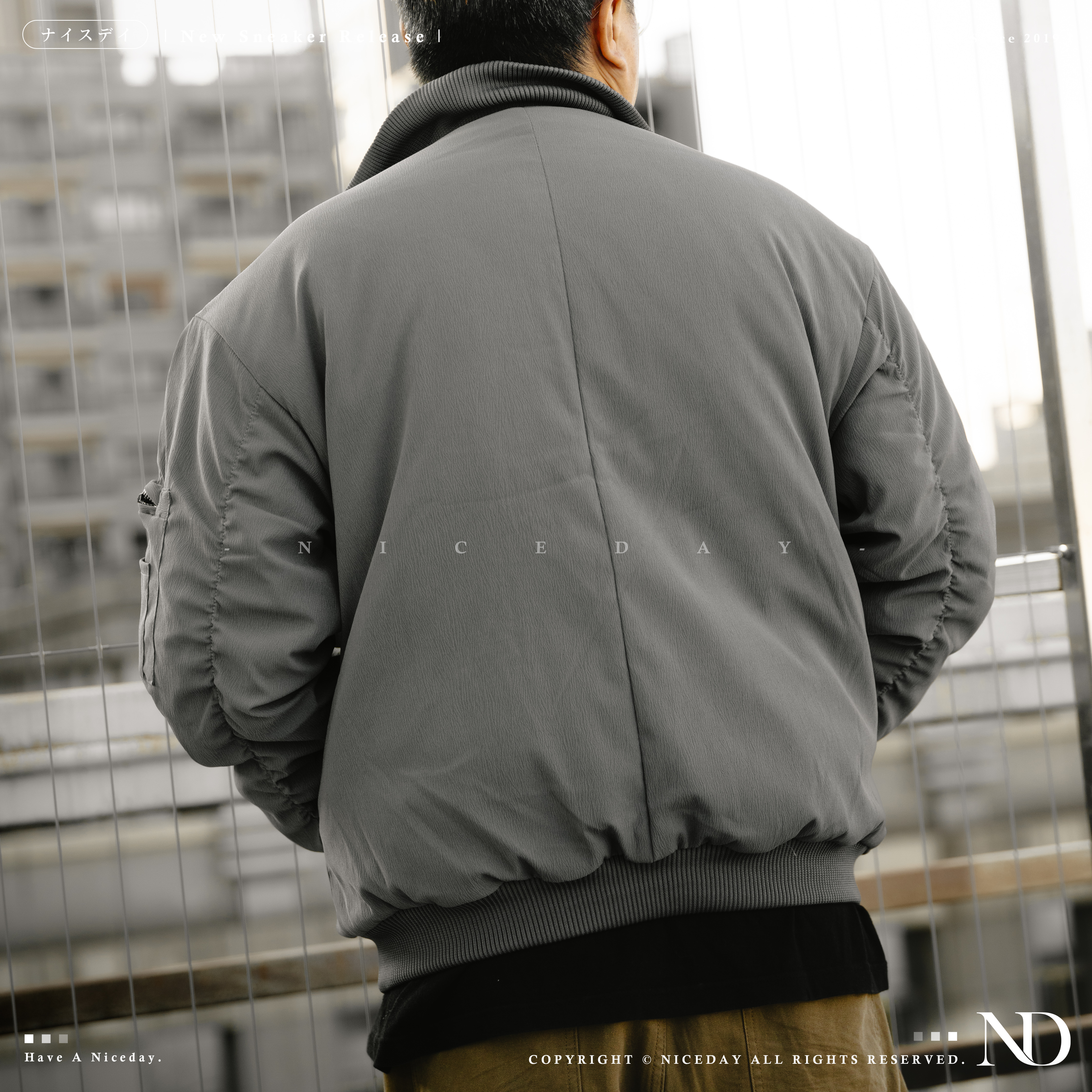 NICEDAY 部分現貨/預購 立領厚棉防風外套 MA1美式飛行外套 灰色