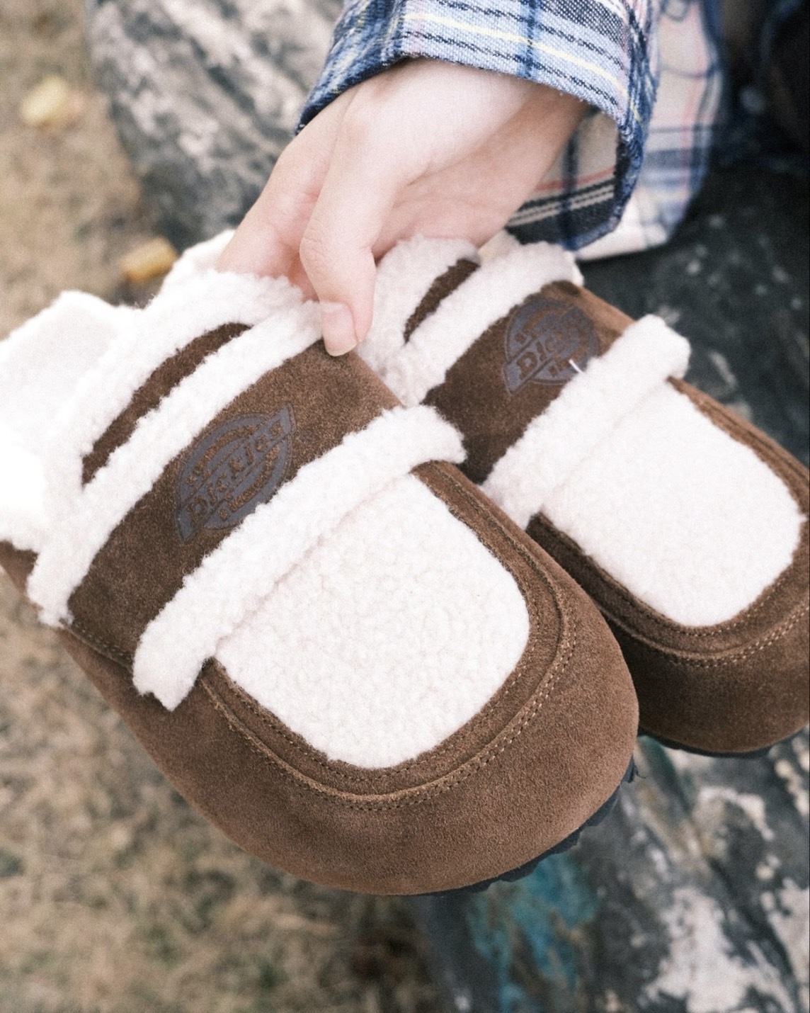 Dickies 絨毛 防滑 包頭厚毛毛拖 穆勒鞋 女款