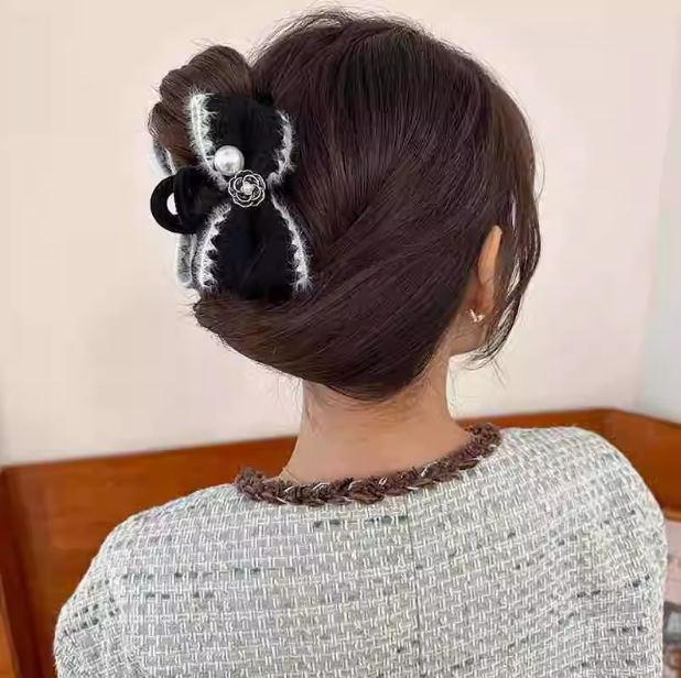 Chanel-style Camellia Bow Hair Claw