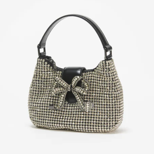 Self-Portrait Champagne Diamante Crescent Bow Bag