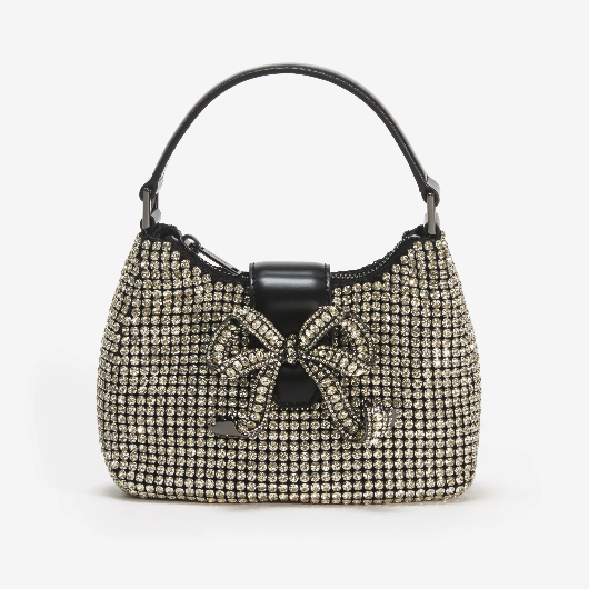 Self-Portrait Champagne Diamante Crescent Bow Bag
