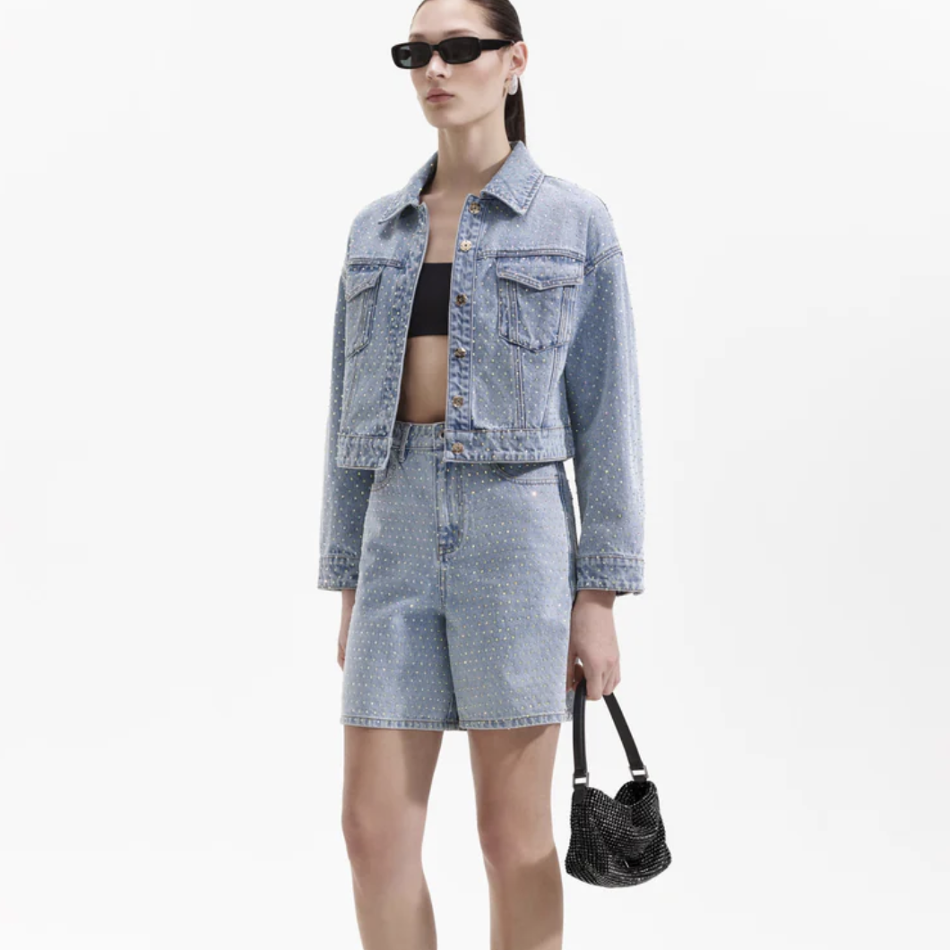 Self-Portrait Diamante Medium Hobo Bag black/ champagne