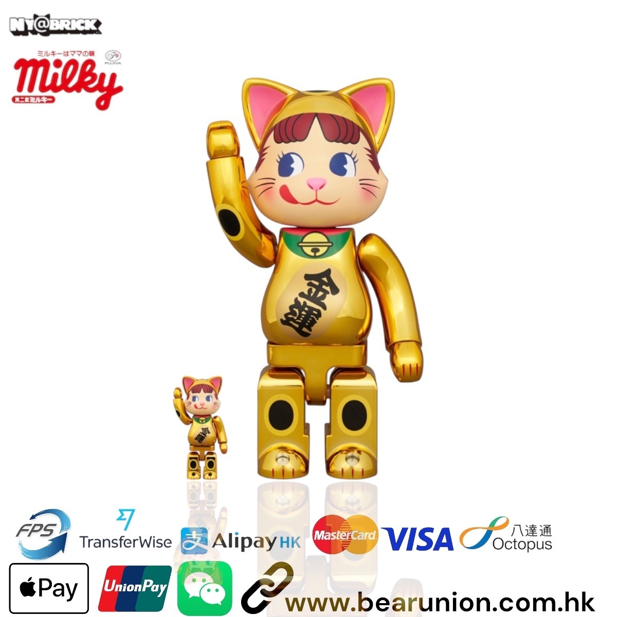 🥇現貨🥇 NY@BRICK 400% 100% 招き猫ペコちゃん金メッキ